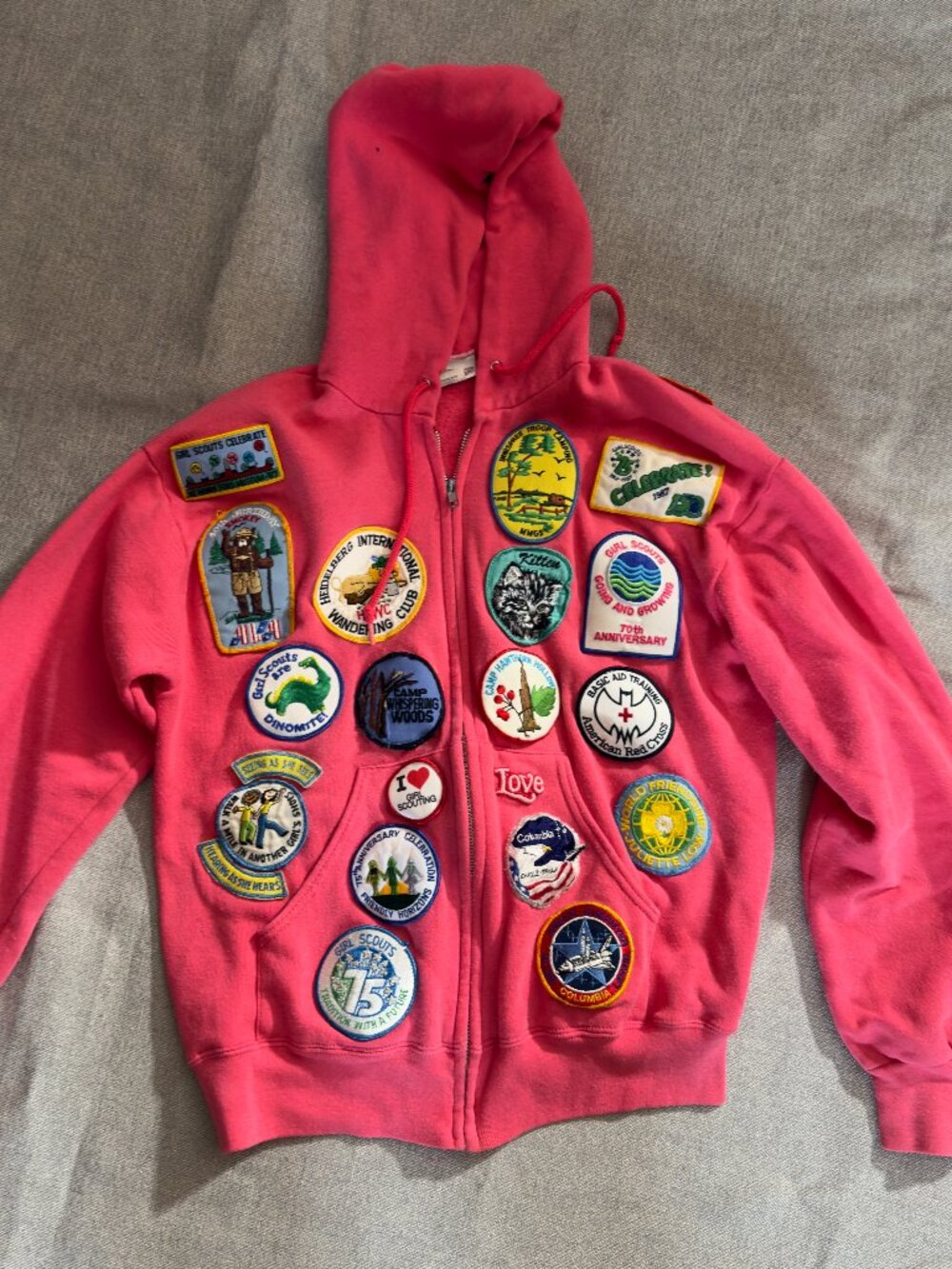 Vintage Bassett Walker Girl Scout Patch Hoodie Size Medium Read Description